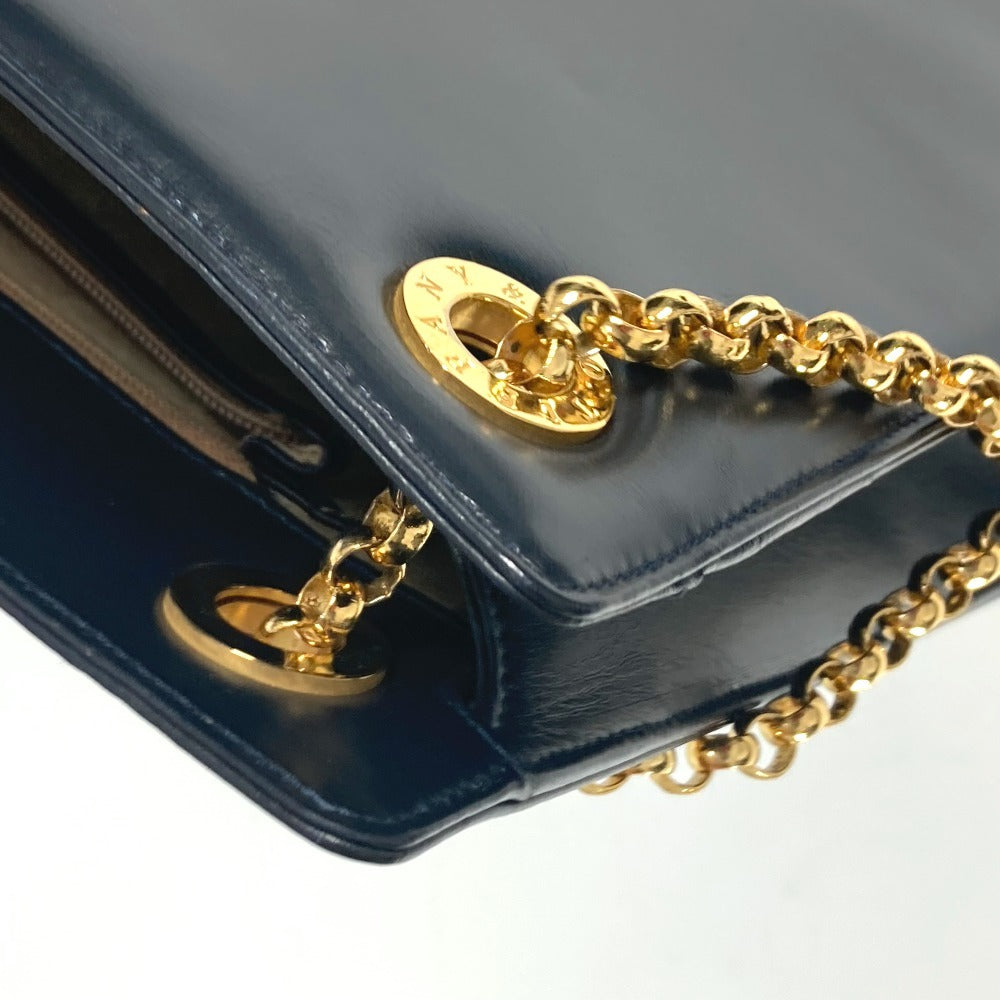 TIFFANY&Co. ラウンドロゴ ビッグ カバン Wチェーンバッグ トートバッグ ショルダーバッグ レザー レディース ネイビー - brandshop-reference