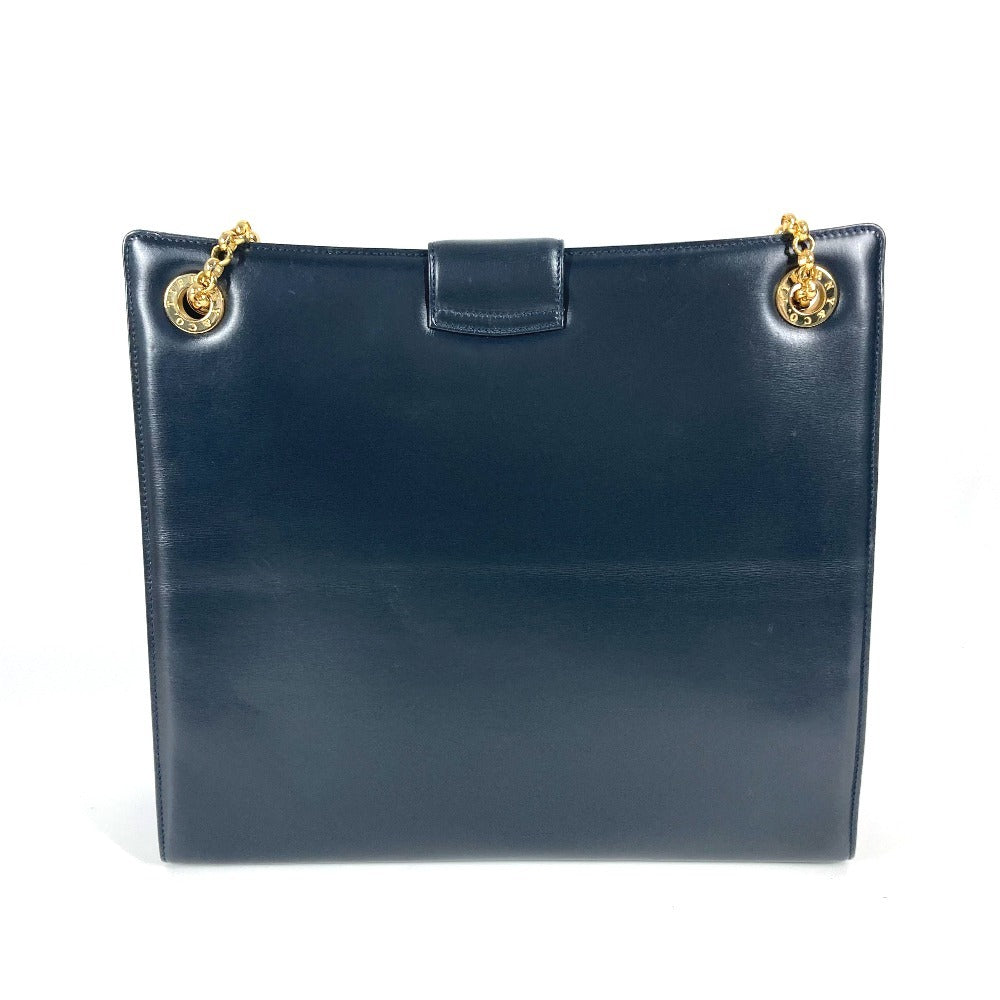 TIFFANY&Co. ラウンドロゴ ビッグ カバン Wチェーンバッグ トートバッグ ショルダーバッグ レザー レディース ネイビー - brandshop-reference