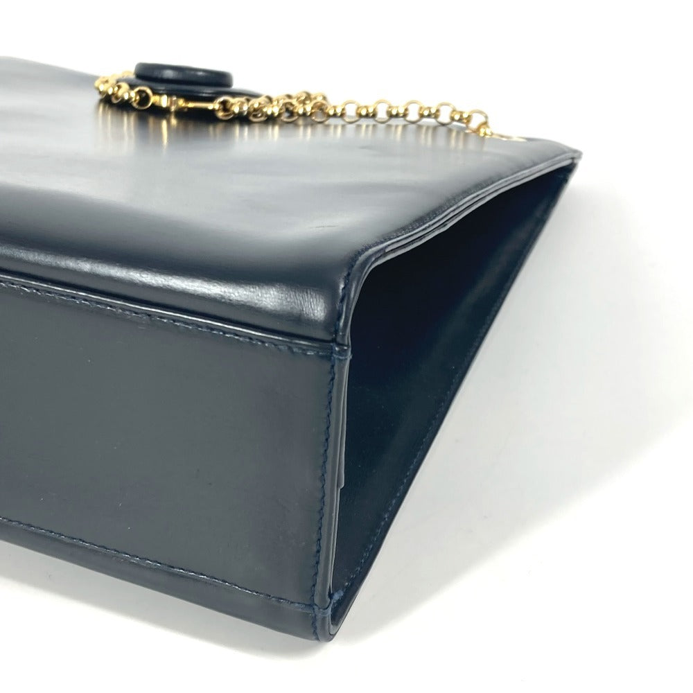 TIFFANY&Co. ラウンドロゴ ビッグ カバン Wチェーンバッグ トートバッグ ショルダーバッグ レザー レディース ネイビー - brandshop-reference