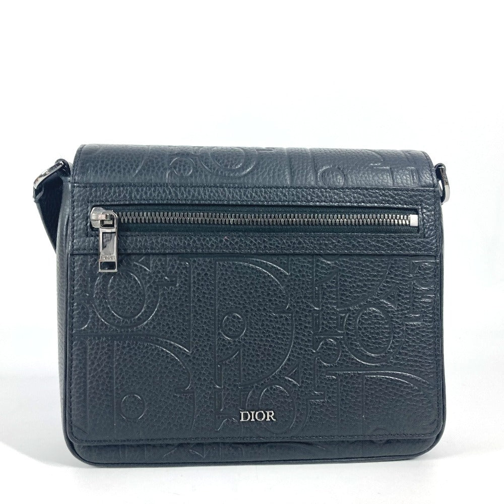 Dior 1ESPO329LLG 24AW フラップ付き 総ロゴ エンボス カバン 斜め掛け ショルダーバッグ レザー ユニセックス ブラック - brandshop-reference