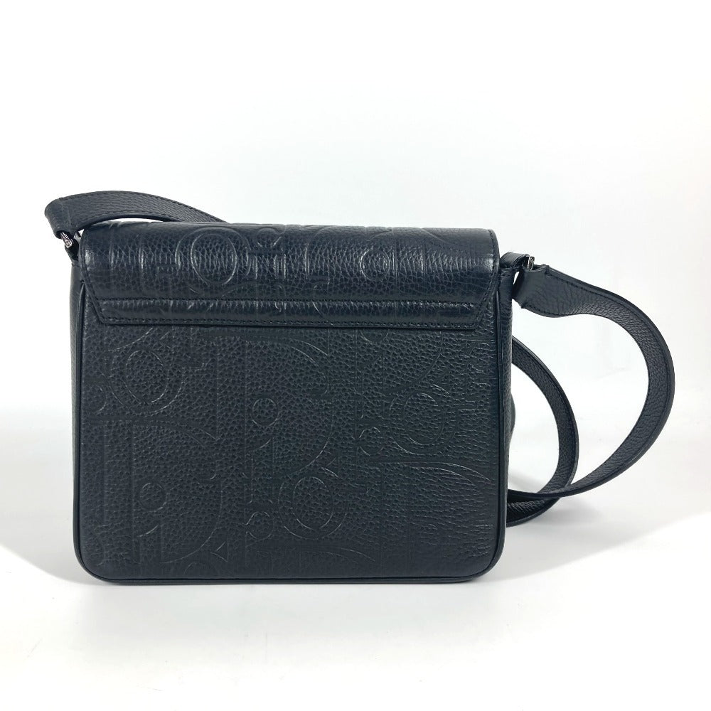 Dior 1ESPO329LLG 24AW フラップ付き 総ロゴ エンボス カバン 斜め掛け ショルダーバッグ レザー ユニセックス ブラック - brandshop-reference