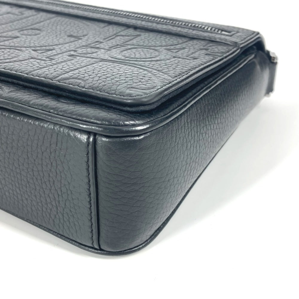 Dior 1ESPO329LLG 24AW フラップ付き 総ロゴ エンボス カバン 斜め掛け ショルダーバッグ レザー ユニセックス ブラック - brandshop-reference