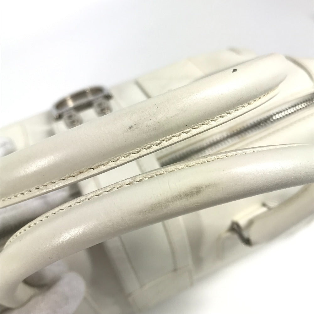 Dior Dロゴ  カバン トップハンドル ミニボストンバッグ 横長バッグ Ｄバックル ハンドバッグ レザー レディース ホワイト - brandshop-reference