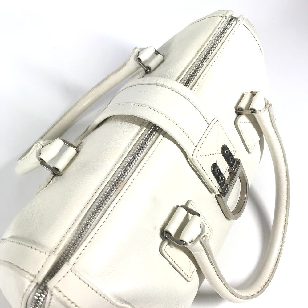 Dior Dロゴ  カバン トップハンドル ミニボストンバッグ 横長バッグ Ｄバックル ハンドバッグ レザー レディース ホワイト - brandshop-reference