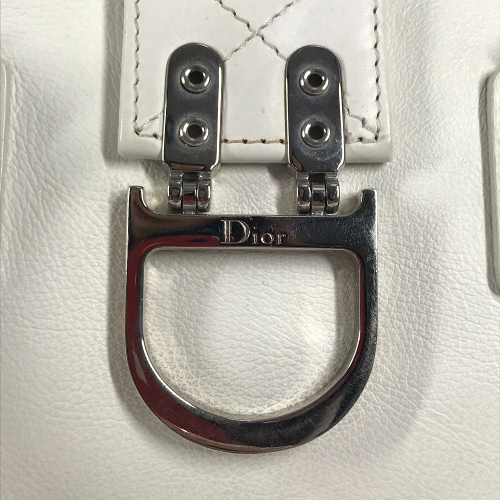 Dior Dロゴ  カバン トップハンドル ミニボストンバッグ 横長バッグ Ｄバックル ハンドバッグ レザー レディース ホワイト - brandshop-reference