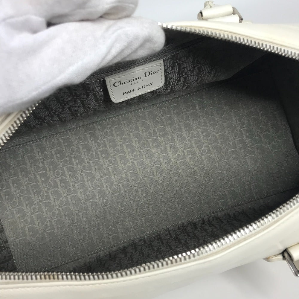 Dior Dロゴ  カバン トップハンドル ミニボストンバッグ 横長バッグ Ｄバックル ハンドバッグ レザー レディース ホワイト - brandshop-reference