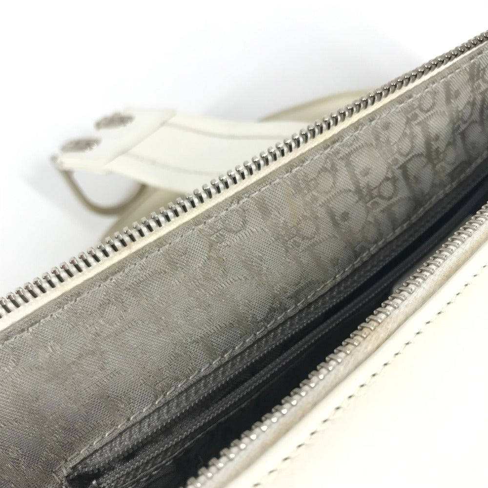 Dior Dロゴ  カバン トップハンドル ミニボストンバッグ 横長バッグ Ｄバックル ハンドバッグ レザー レディース ホワイト - brandshop-reference