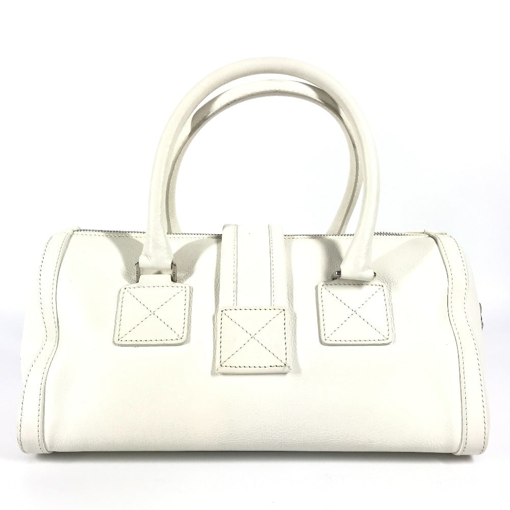 Dior Dロゴ  カバン トップハンドル ミニボストンバッグ 横長バッグ Ｄバックル ハンドバッグ レザー レディース ホワイト - brandshop-reference