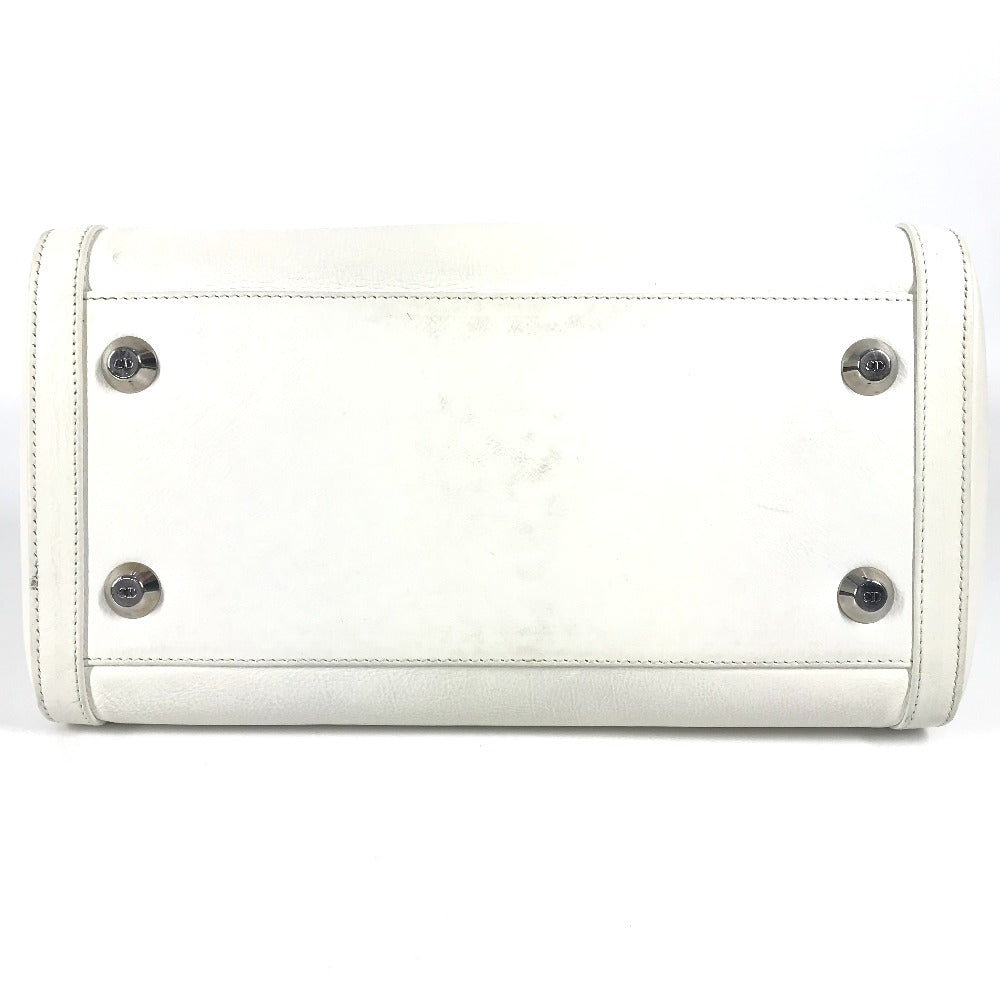 Dior Dロゴ  カバン トップハンドル ミニボストンバッグ 横長バッグ Ｄバックル ハンドバッグ レザー レディース ホワイト - brandshop-reference