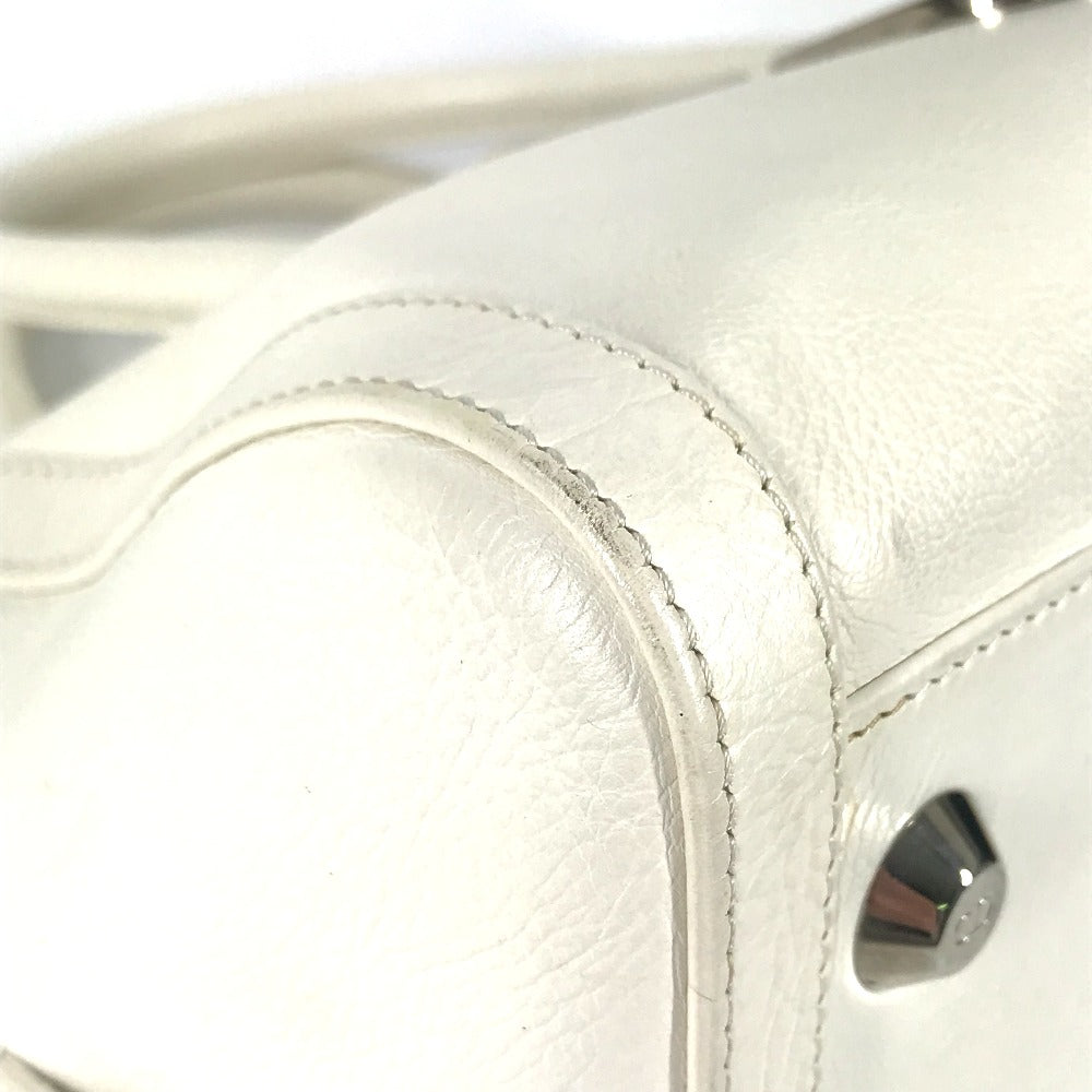 Dior Dロゴ  カバン トップハンドル ミニボストンバッグ 横長バッグ Ｄバックル ハンドバッグ レザー レディース ホワイト - brandshop-reference