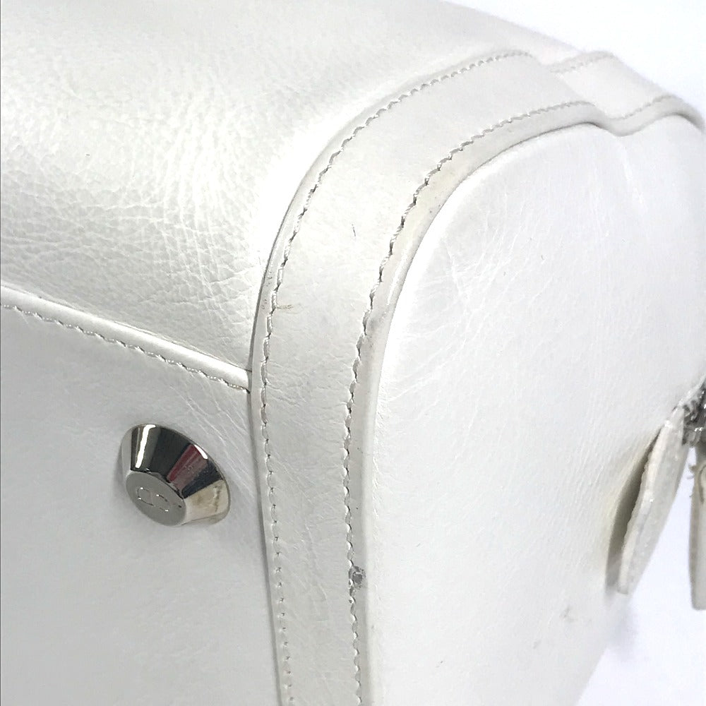 Dior Dロゴ  カバン トップハンドル ミニボストンバッグ 横長バッグ Ｄバックル ハンドバッグ レザー レディース ホワイト - brandshop-reference