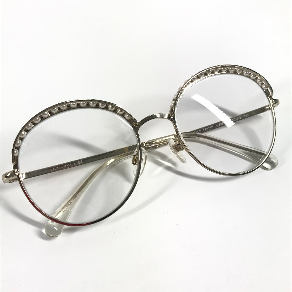 CHANEL 4247-H フェイクパール ファッション小物 アイウェア 眼鏡 メガネ ラウンド クリア サングラス メタル レディース ゴールド - brandshop-reference