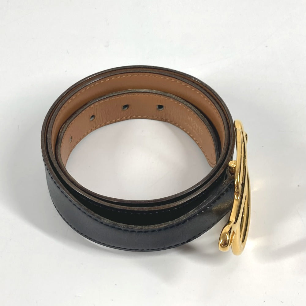 HERMES ヴィンテージ ロゴ ベルト ボックスカーフ レディース ブラック - brandshop-reference