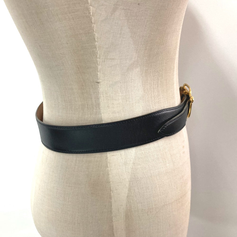 HERMES ヴィンテージ ロゴ ベルト ボックスカーフ レディース ブラック - brandshop-reference