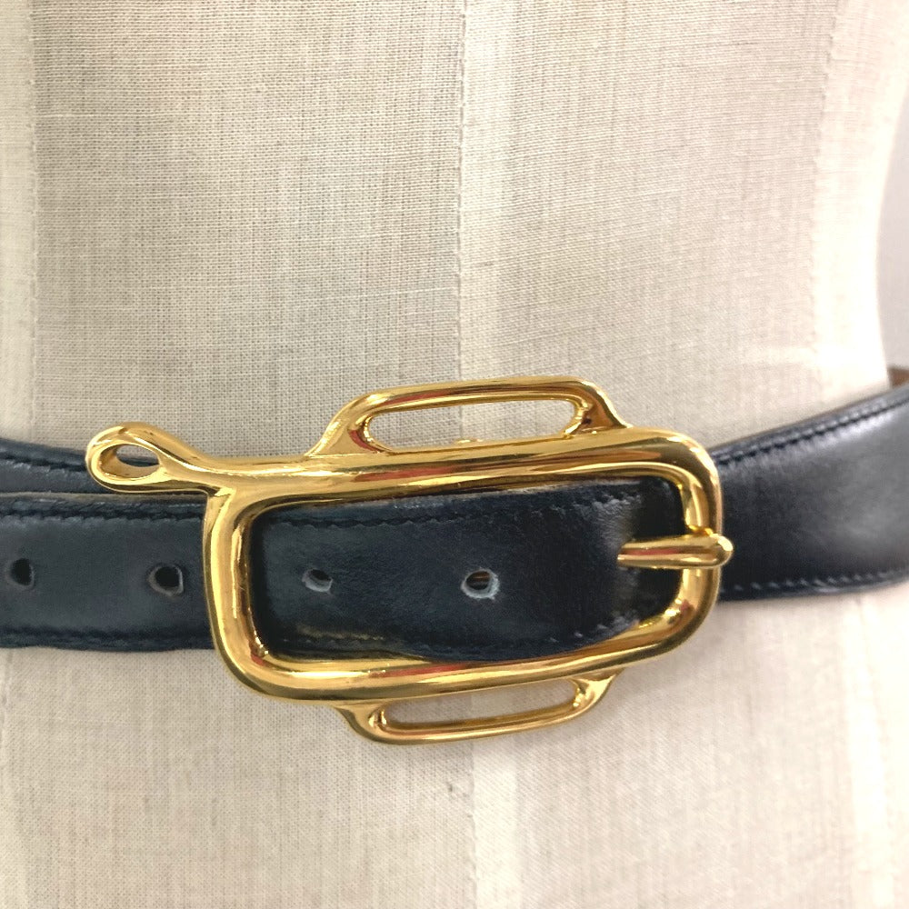 HERMES ヴィンテージ ロゴ ベルト ボックスカーフ レディース ブラック - brandshop-reference