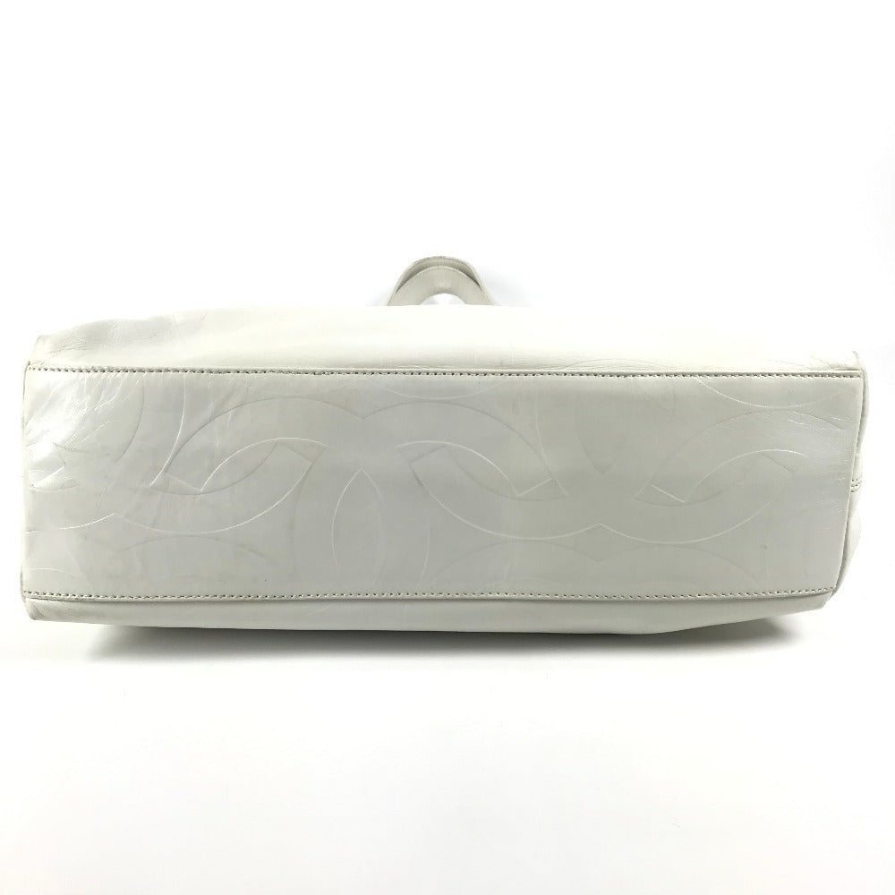 CHANEL CC ココマーク 総ロゴ トートバッグ カバン 肩掛け 縦型トート ショルダーバッグ レザー レディース ホワイト - brandshop-reference