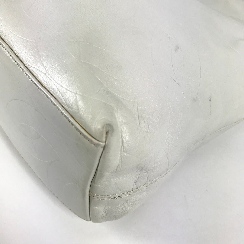 CHANEL CC ココマーク 総ロゴ トートバッグ カバン 肩掛け 縦型トート ショルダーバッグ レザー レディース ホワイト - brandshop-reference