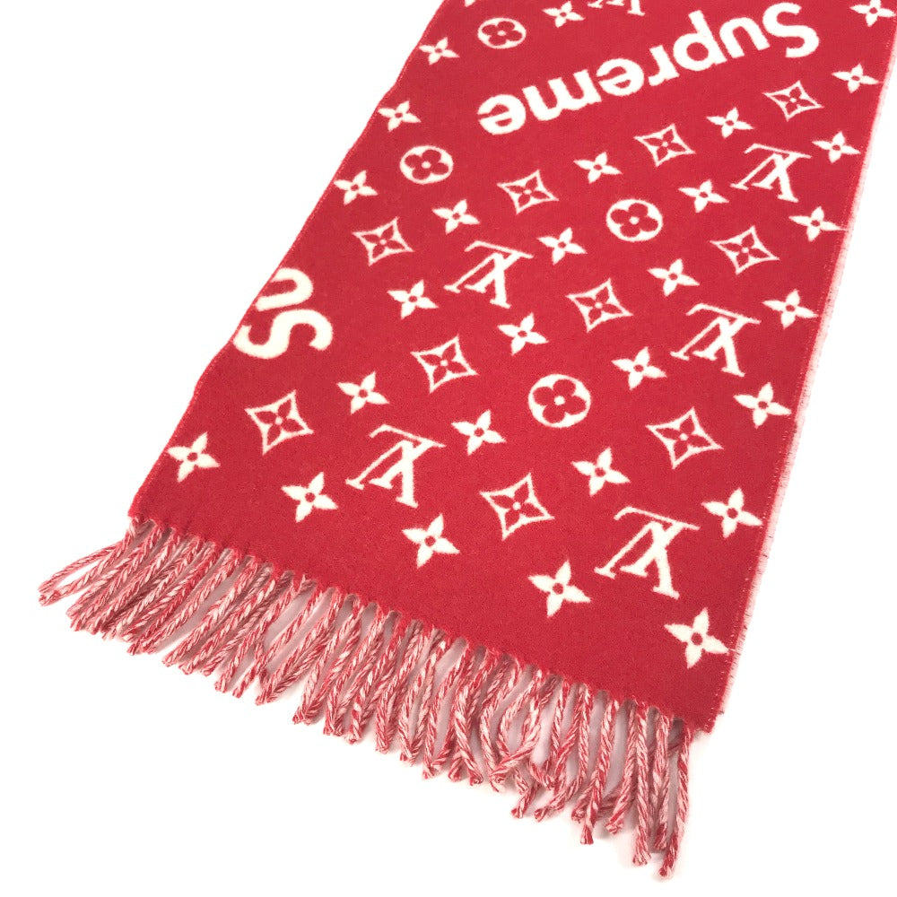 LOUIS VUITTON MP1890 supreme シュプリーム コラボ フリンジ マフラー ウール/カシミヤ ユニセックス レッド