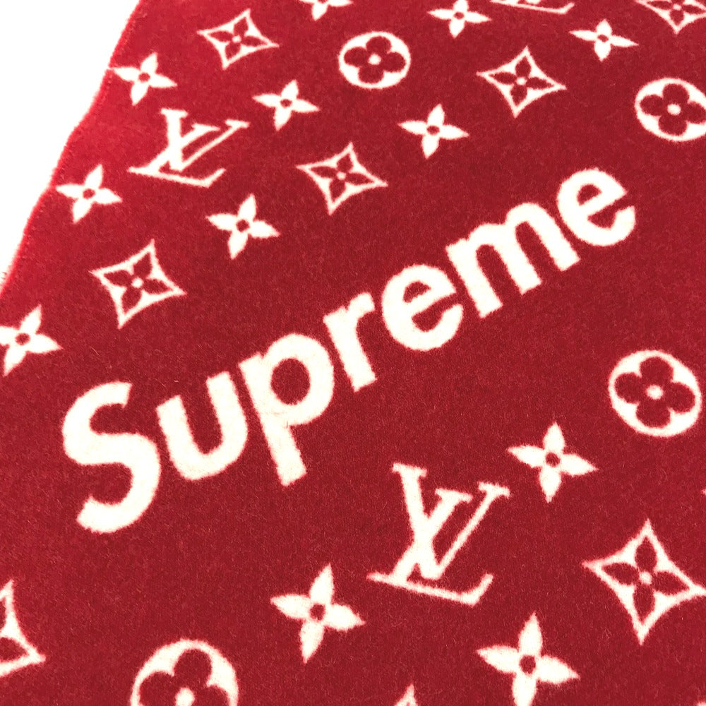 LOUIS VUITTON MP1890 supreme シュプリーム コラボ フリンジ マフラー ウール/カシミヤ ユニセックス レッド