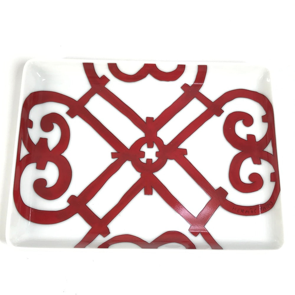 HERMES トレー 〈ガダルキヴィール〉 PM プレート カトラリー お皿 陶器 ユニセックス レッド - brandshop-reference