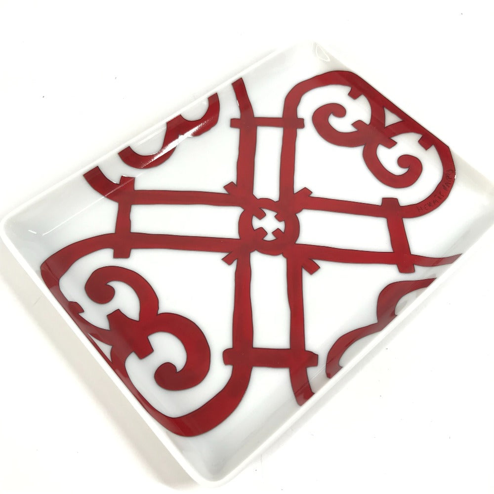 HERMES トレー 〈ガダルキヴィール〉 PM プレート カトラリー お皿 陶器 ユニセックス レッド - brandshop-reference