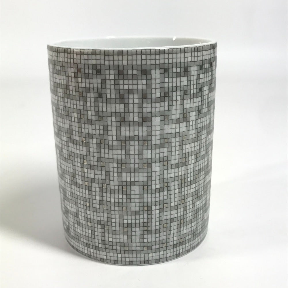HERMES 300ml マグカップ マグ 〈モザイク 24〉 プラチナ コップ 食器 インテリア マグカップ 陶器 ユニセックス グレー - brandshop-reference