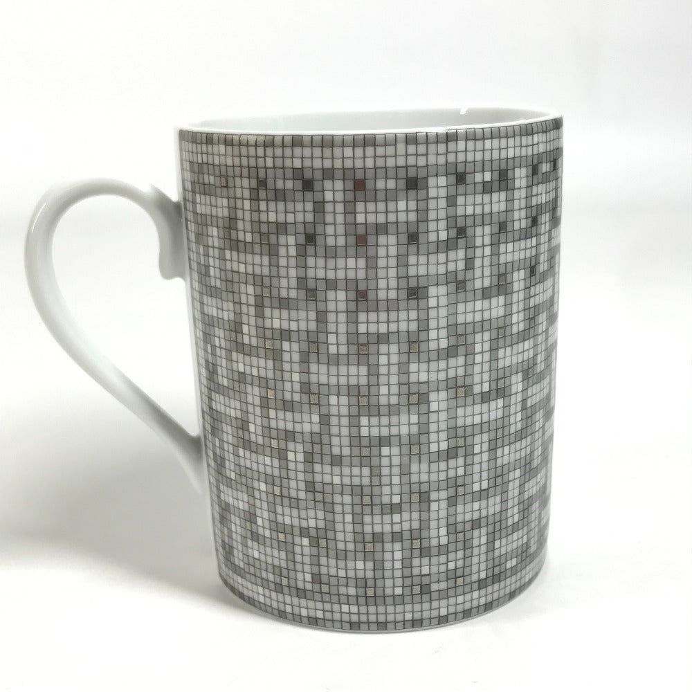 HERMES 300ml マグカップ マグ 〈モザイク 24〉 プラチナ コップ 食器 インテリア マグカップ 陶器 ユニセックス グレー - brandshop-reference