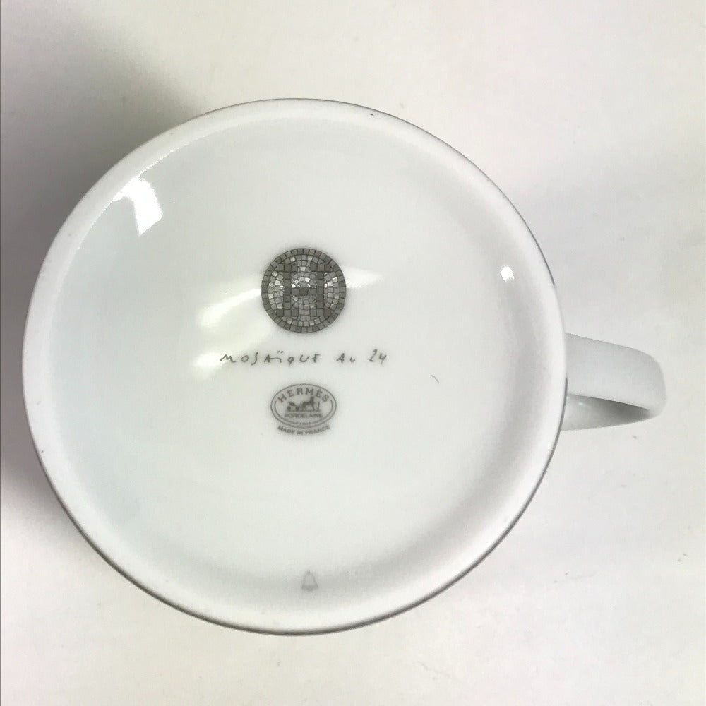 HERMES 300ml マグカップ マグ 〈モザイク 24〉 プラチナ コップ 食器 インテリア マグカップ 陶器 ユニセックス グレー - brandshop-reference