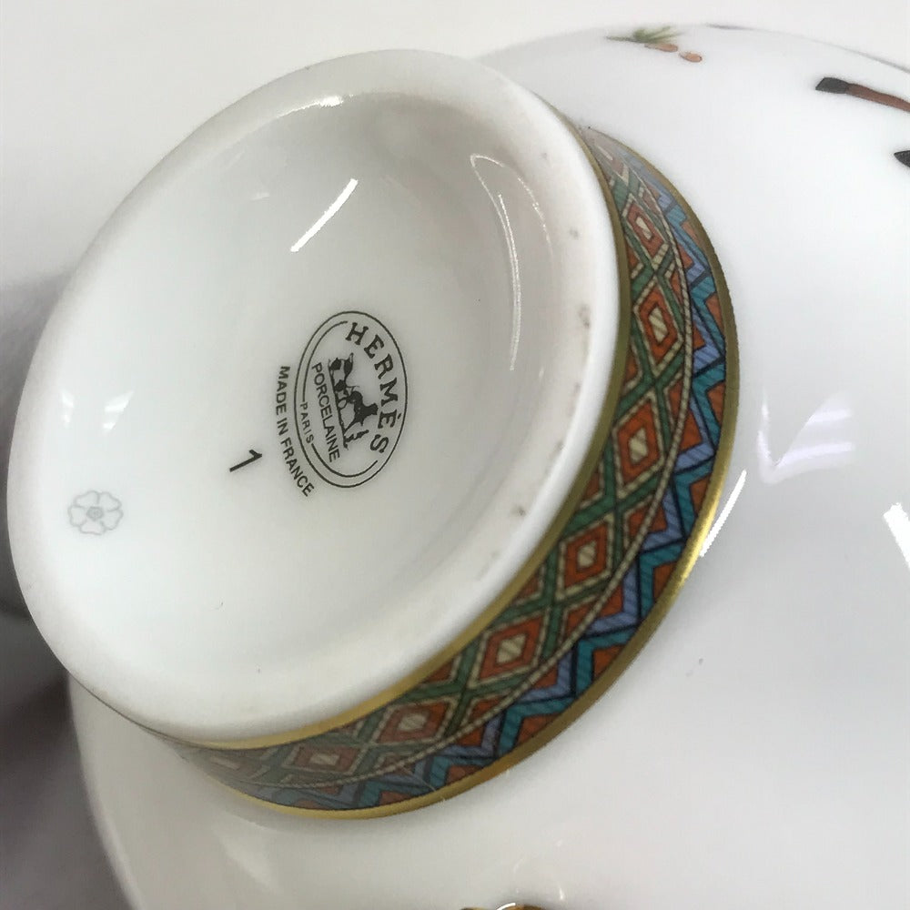 HERMES 馬 セット 皿 ティーカップ＆ソーサー 〈シュヴァルドリアン〉 No1 コップ 食器 インテリア コーヒーカップ ティーカップ 陶器 ユニセックス ブラウン - brandshop-reference