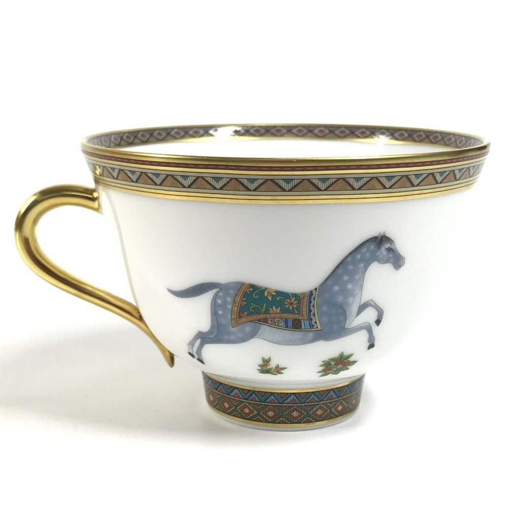 HERMES 馬 セット 皿 ティーカップ＆ソーサー 〈シュヴァルドリアン〉 No1 コップ 食器 インテリア コーヒーカップ ティーカップ 陶器 ユニセックス ブラウン - brandshop-reference