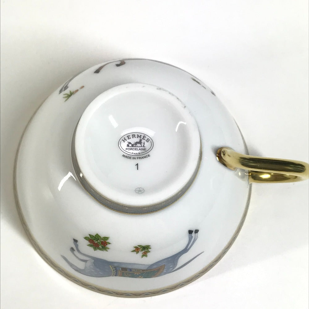 HERMES 馬 セット 皿 ティーカップ＆ソーサー 〈シュヴァルドリアン〉 No1 コップ 食器 インテリア コーヒーカップ ティーカップ 陶器 ユニセックス ブラウン - brandshop-reference