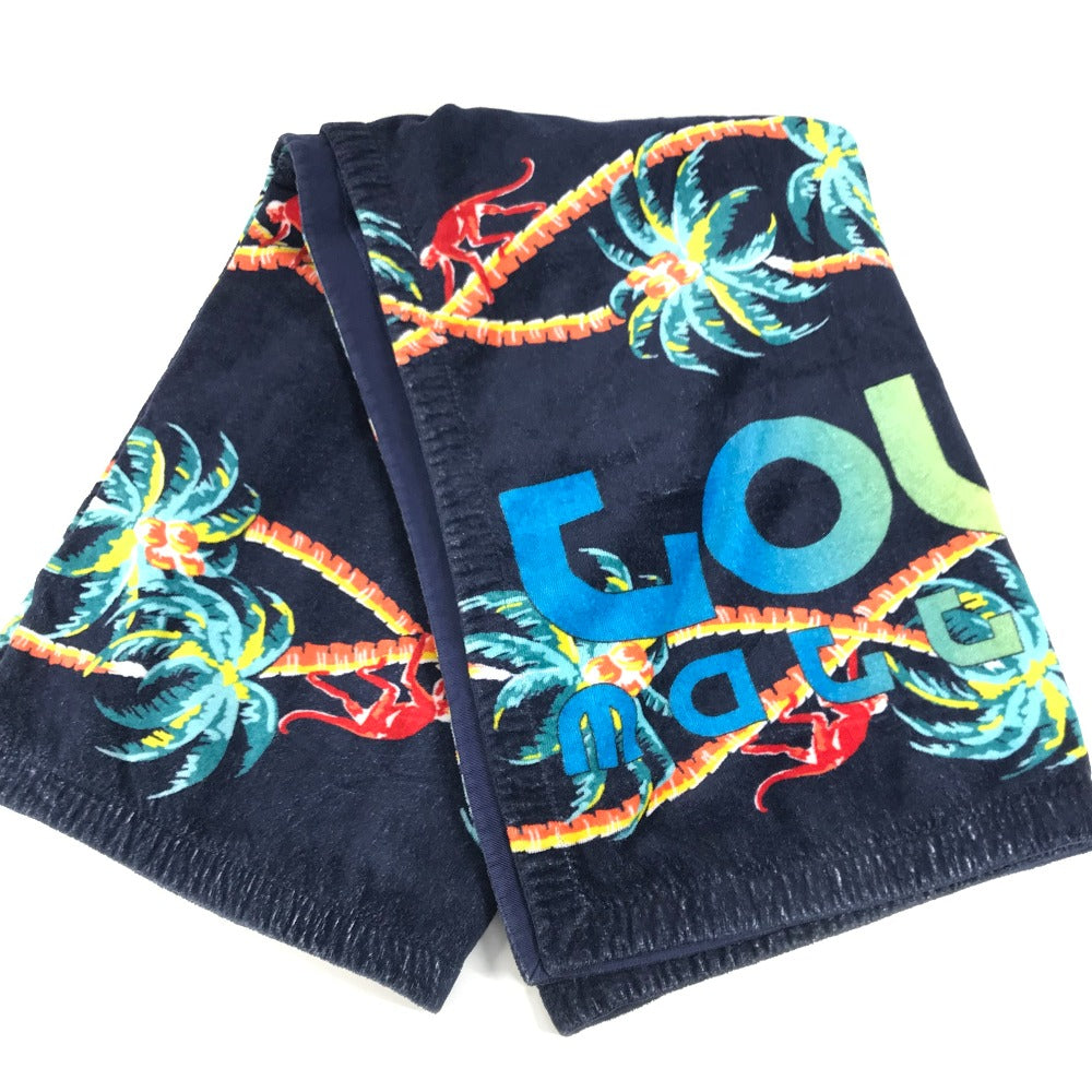 LOUIS VUITTON MP1980 ロゴ ジャングルモチーフ ビーチタオル バスタオル インテリア ひざかけ ブランケット タオル コットン ユニセックス ネイビー - brandshop-reference