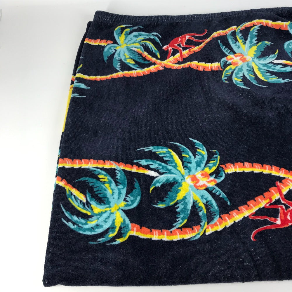 LOUIS VUITTON MP1980 ロゴ ジャングルモチーフ ビーチタオル バスタオル インテリア ひざかけ ブランケット タオル コットン ユニセックス ネイビー - brandshop-reference