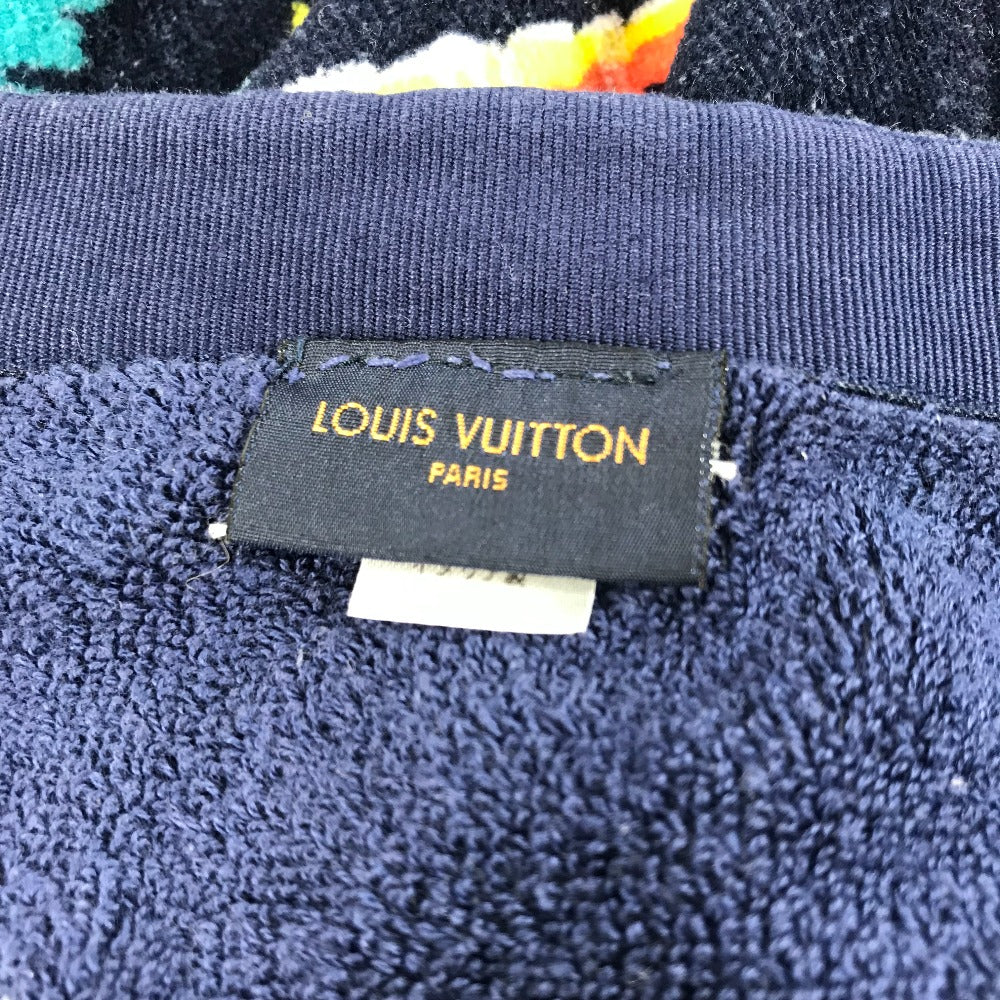 LOUIS VUITTON MP1980 ロゴ ジャングルモチーフ ビーチタオル バスタオル インテリア ひざかけ ブランケット タオル コットン ユニセックス ネイビー - brandshop-reference