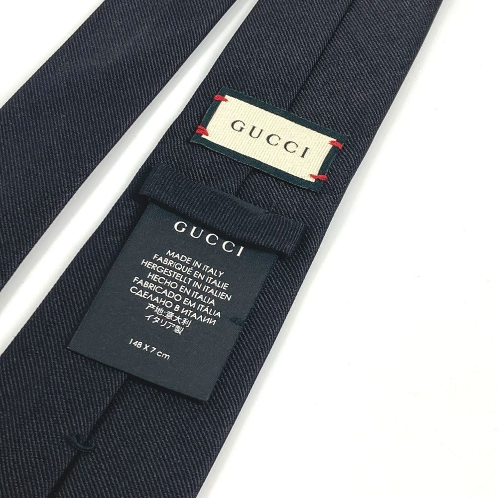 GUCCI Tiger Embroidered Animal Accessory Silk Tie Men's Black