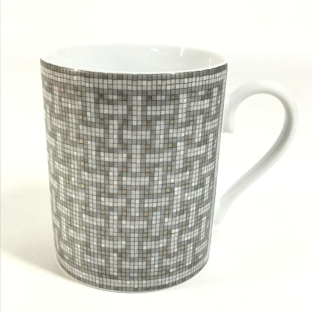 HERMES 300ml マグカップ マグ 〈モザイク 24〉 プラチナ コップ 食器 インテリア マグカップ 陶器 ユニセックス グレー - brandshop-reference