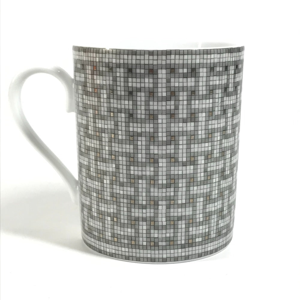 HERMES 300ml マグカップ マグ 〈モザイク 24〉 プラチナ コップ 食器 インテリア マグカップ 陶器 ユニセックス グレー - brandshop-reference