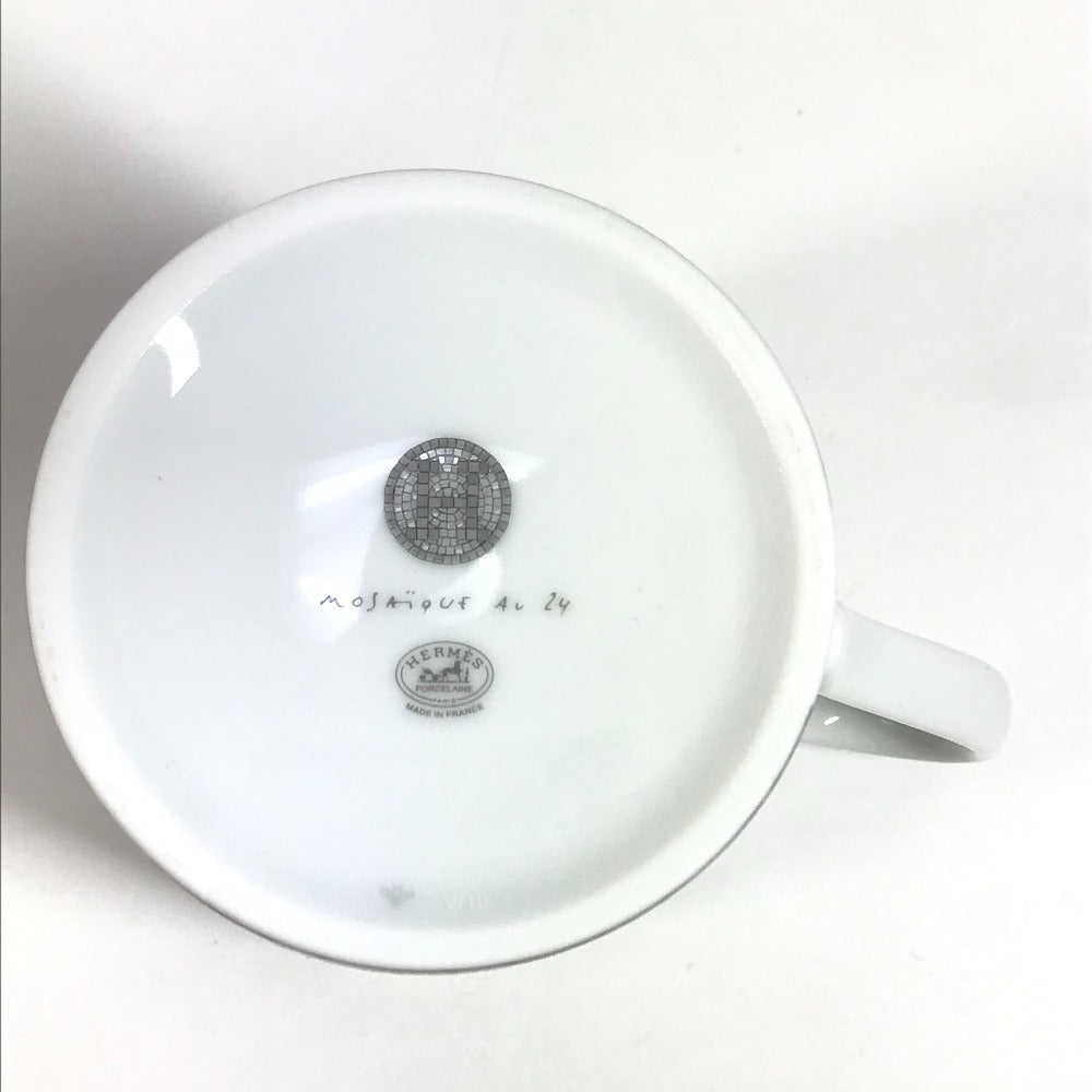 HERMES 300ml マグカップ マグ 〈モザイク 24〉 プラチナ コップ 食器 インテリア マグカップ 陶器 ユニセックス グレー - brandshop-reference