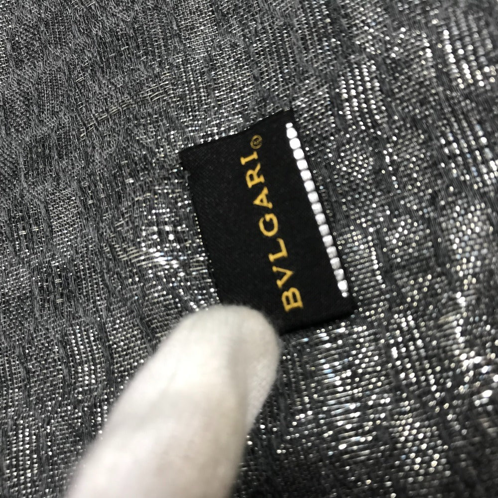 BVLGARI ラメ 大判 ストール フリンジ ショール ウール ユニセックス グレー系 - brandshop-reference