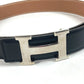 HERMES Hベルト バックルベルト アクセサリー ベルト エプソン レディース ブラック×ゴールド - brandshop-reference