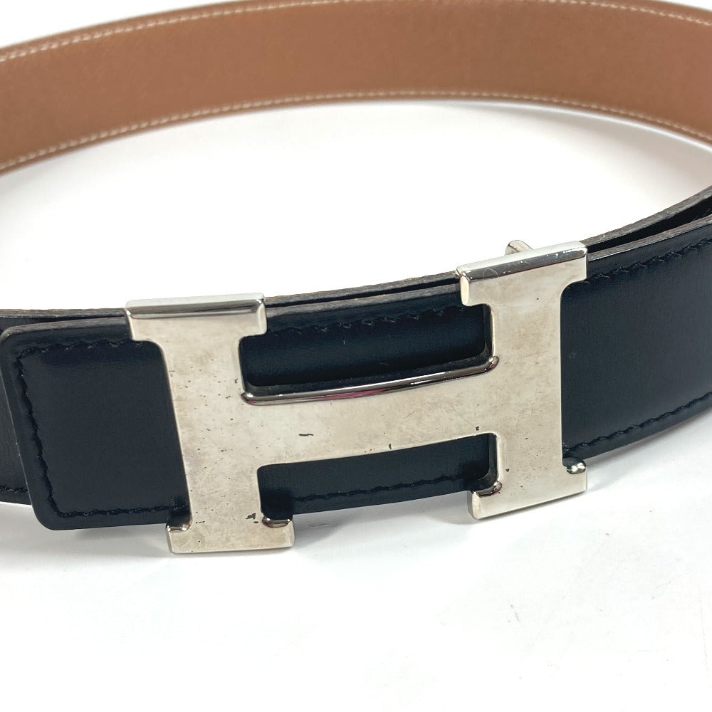 HERMES Hベルト バックルベルト アクセサリー ベルト エプソン レディース ブラック×ゴールド - brandshop-reference