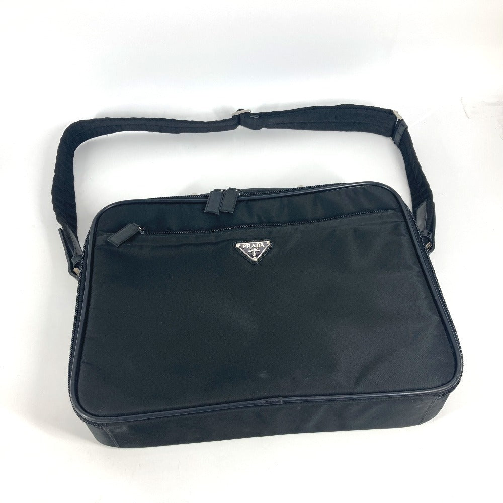 PRADA トライアングルロゴ 三角ロゴ プレート 2WAYバッグ ハンドバッグ ビジネスバッグ ショルダーバッグ レザー/ナイロン ユニセックス ブラック - brandshop-reference