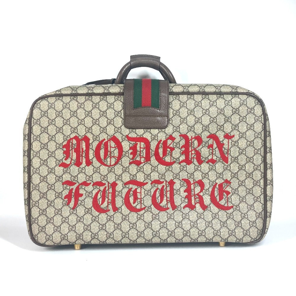 GUCCI 424501 GG Supreme Angry Cat Snake Patch Bag Travel Bag Travel Bag Trunk Duffle Bag GG Supreme Canvas Beige/Multicolore Used