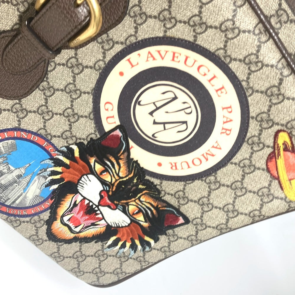 GUCCI 424501 GG Supreme Angry Cat Snake Patch Bag Travel Bag Travel Bag Trunk Duffle Bag GG Supreme Canvas Beige/Multicolore Used