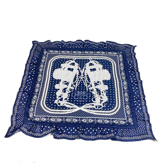 HERMES カレ70 フリル BRIDES DE GALA A POIS ブリッド ドゥ ガラ ドット 水玉 スカーフ シルク レディース ネイビー - brandshop-reference