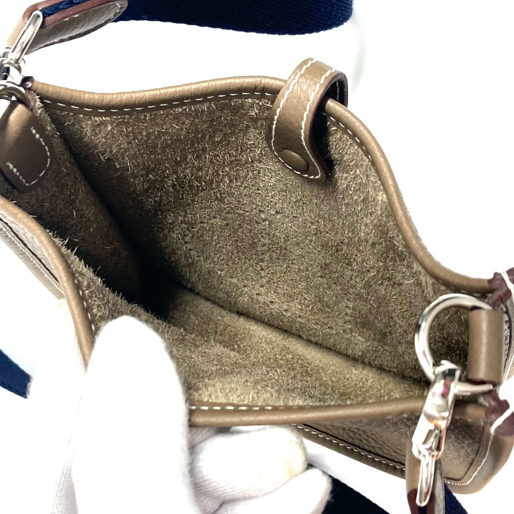 HERMES Evelyne TPM Amazon Long Crossbody Pochette bag Shoulder Bag Taurillon Clemence Etoupe Gray Based/Navy Used