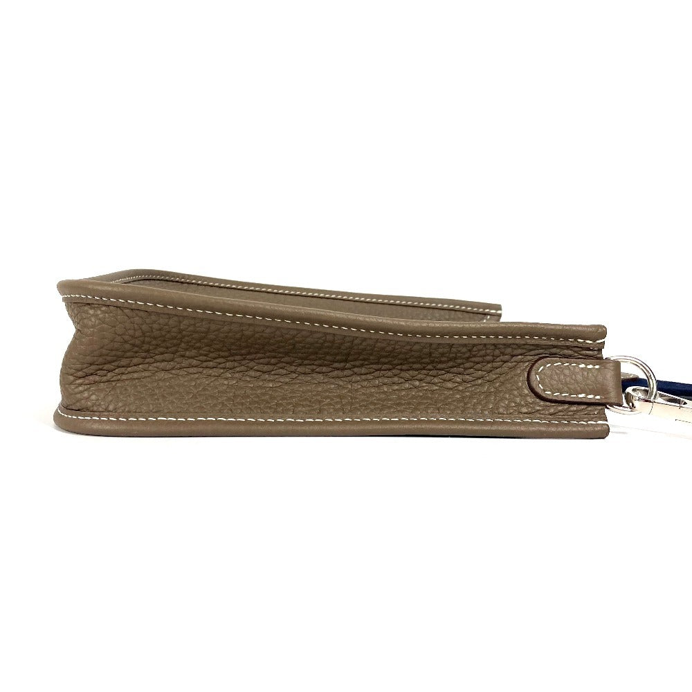 HERMES Evelyne TPM Amazon Long Crossbody Pochette bag Shoulder Bag Taurillon Clemence Etoupe Gray Based/Navy Used