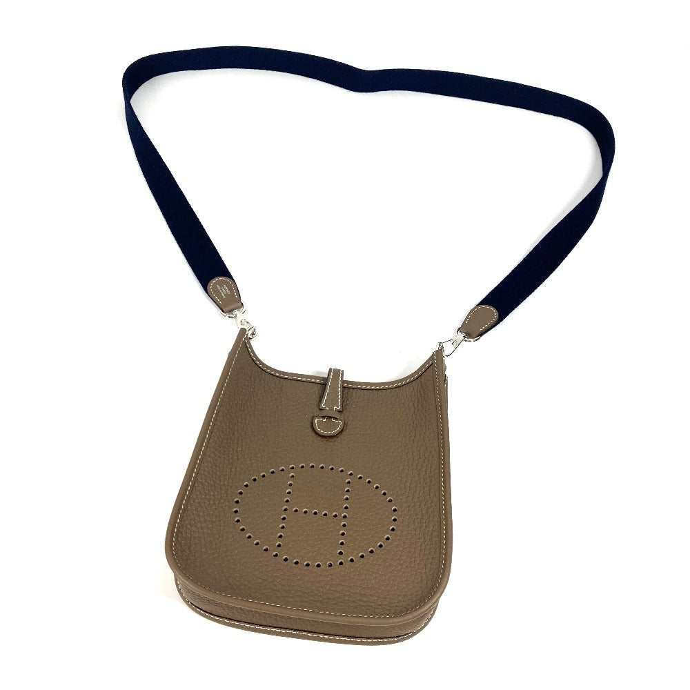 HERMES Evelyne TPM Amazon Long Crossbody Pochette bag Shoulder Bag Taurillon Clemence Etoupe Gray Based/Navy Used