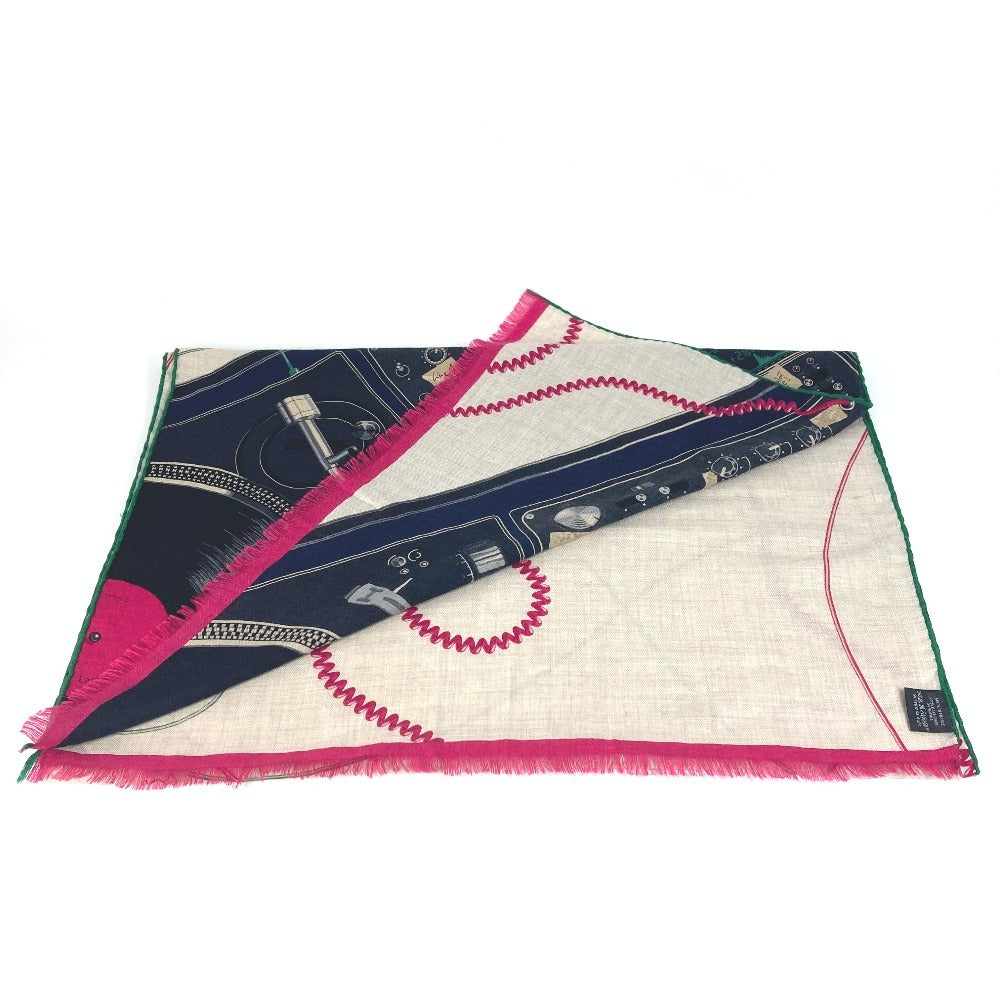 HERMES Fringe LAST NIGHT DJ Shawl Scarf Muffler Stole Silk Unisex Beige