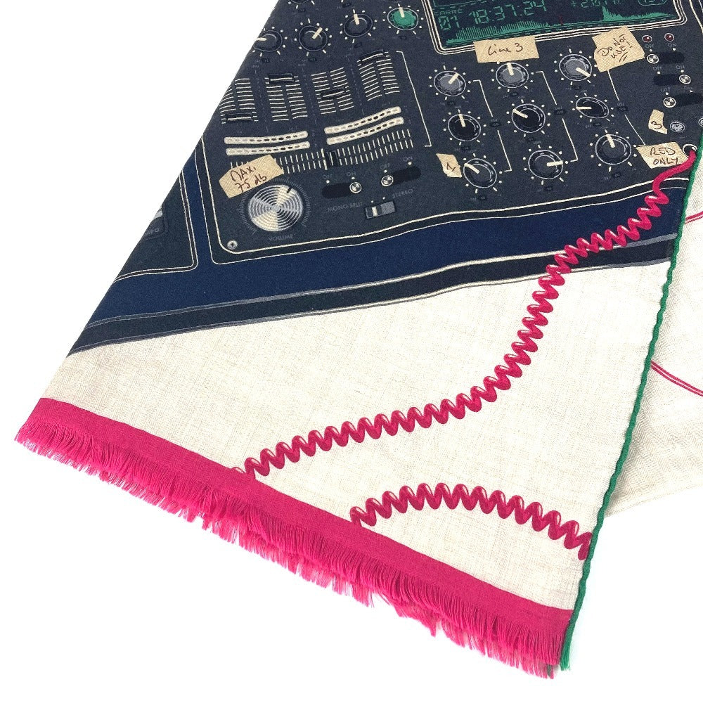 HERMES Fringe LAST NIGHT DJ Shawl Scarf Muffler Stole Silk Unisex Beige